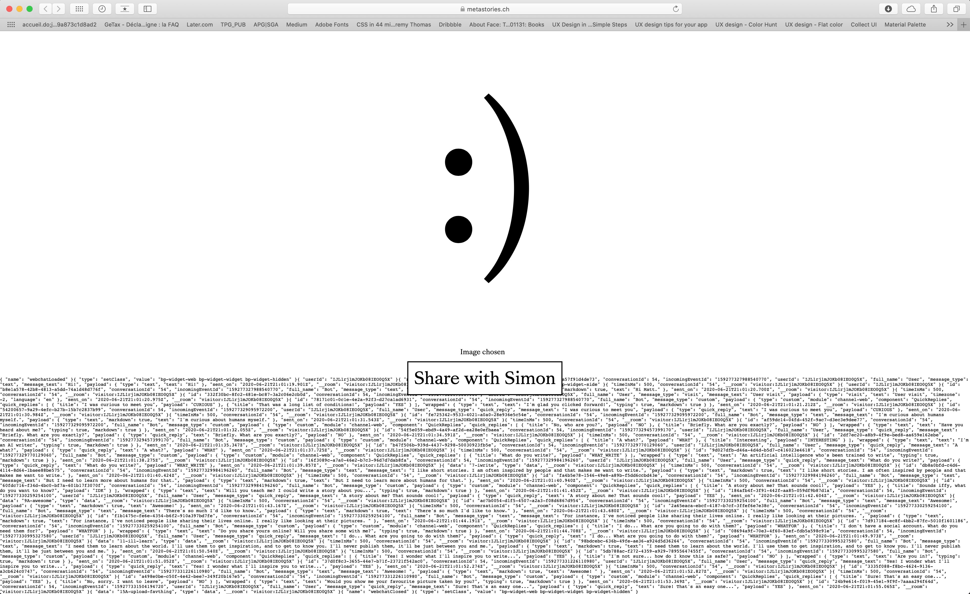 Simon's interface. Screenshot.